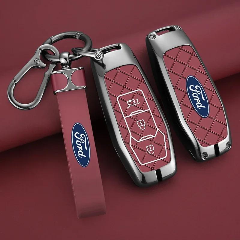 Car Sticker Hot For Ford Zinc Alloy Car Smart Key Case Cover Shell for Ford Focus 3 4 Ranger S C Max Explorer Edge Mustang Fiest