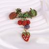Medieval Full Diamond Heavy Industry Fruit Brooch Pineapple Strawberry Lychee Brooch Retro Accessories Corsage