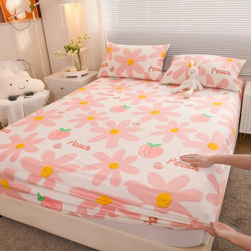 European Style Floral Pattern,100% Cotton,Bed Sheet With Elastic Band160x200,No Pillowcase,Soft Breathable,133x72 Fabric