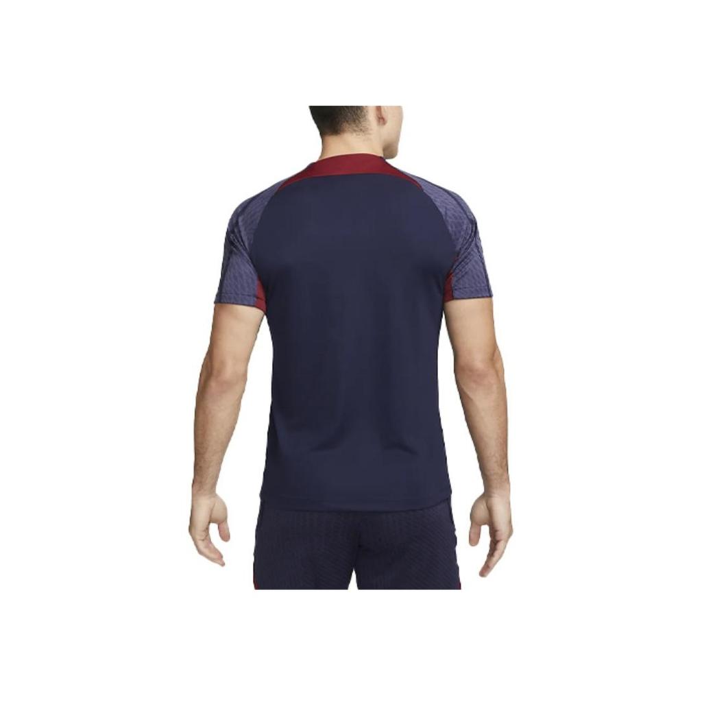 Nike Футболка с буквенным принтом и цветными блоками, круглый вырез, короткий рукав, мужские топы Paris Saint-Germain, темно-синие DX3022-499