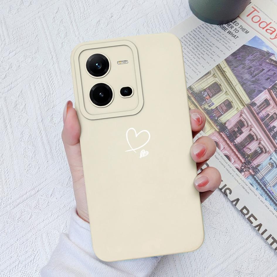 Чехол для Vivo V9 V19 V20 V21 V23 V25 V27 Pro Z1 Z3 Z5X Модный противоударный защитный чехол для камеры Матовый мягкий жидкий силикон Love Heart для бампера Vivo