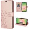 Case for Samsung Galaxy A56 5G - BOOLING - Shockproof Synthetic Leather Artistic Floral Relief - Pink