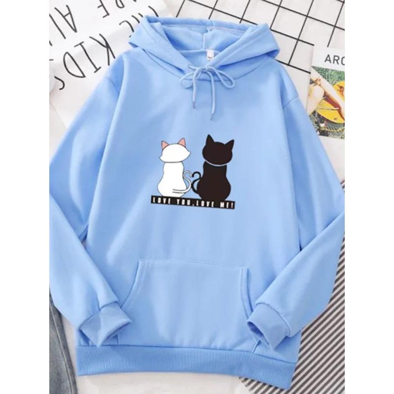 2025 Streetwear Hoodies Women Hoodies Autumn Spring Long Sleeve Harajuku Cat Print Sweatshirts Casual Pullover