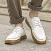 Модные летние уличные мужские универсальные белые оксфорды на плоской подошве со шнуровкой элегантные мужские повседневные туфли бизнес люксовый бренд коровья повседневная белая обувь