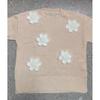 Womens Oversized Knit Sweater With Embroidered Floral Appliqu Beaded Detail V-Neck Long Sleeve Loose Fit Winter Top