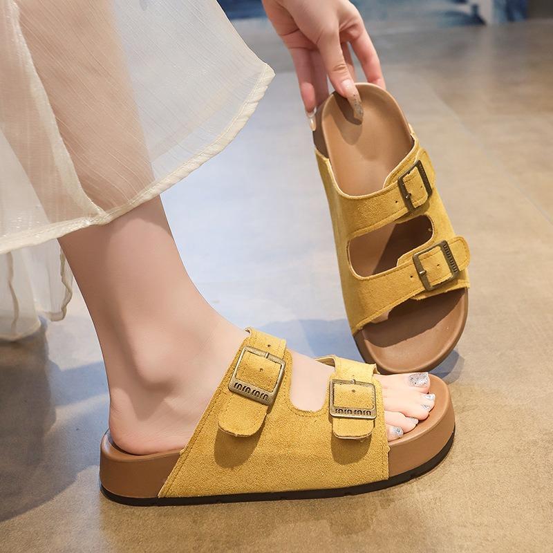 Шлепанцы на толстой подошве, однословные, женские, для ношения, новые, летние, с увеличивающей рост подошвой, повседневные сандалии, отпускная пляжная обувь