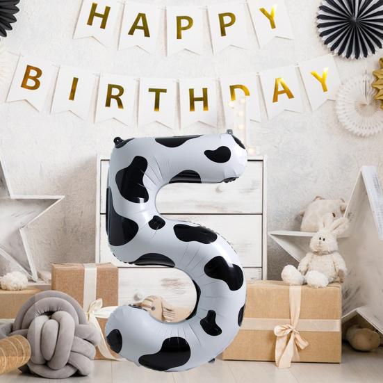 Воздушный шар с номером коровы, большой удобный складной детский день рождения, черно-белый узор, номер коровы