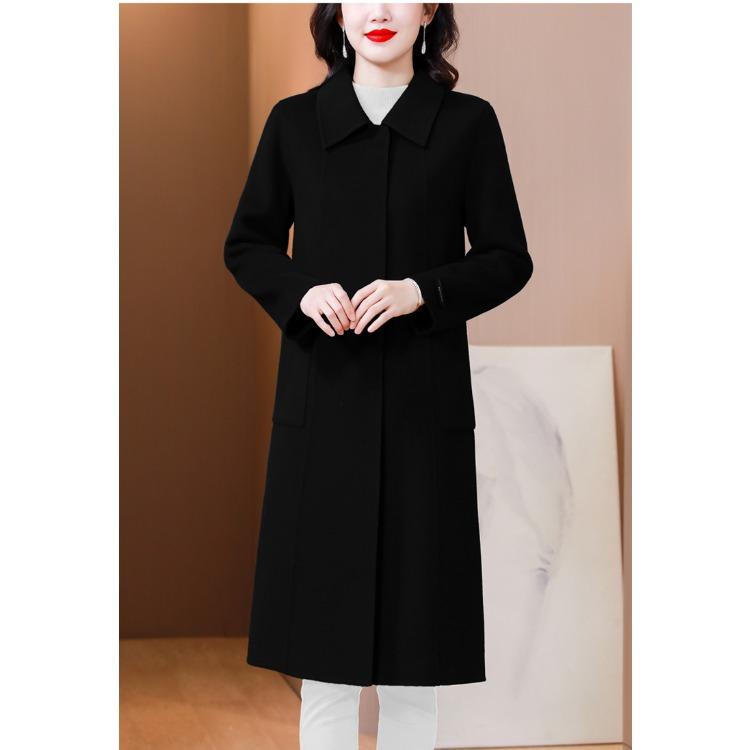 Элегантное шерстяное пальто больших размеров для женщин, модная и стройнящая длинная куртка с высоким качеством