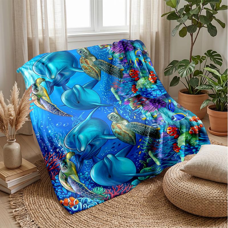 Ocean Life Adventure 22 Theme blanket Lightweight Warm Flannel Blanket Decorative Throw Blanket for Home Decoration