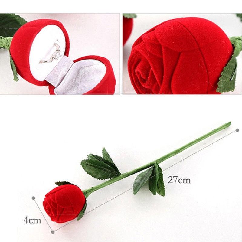 1Pcs Portable 3D Red Rose Jewelry Box Wedding Ring Gift Case Earrings Storage Display Holder Gift Boxes For Earring Rings