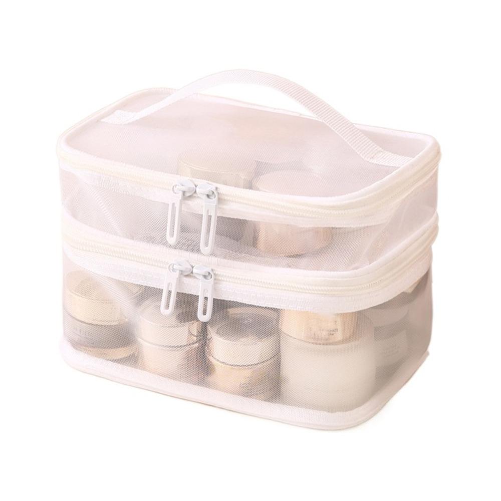 1/2/3 Layers Mesh Cosmetic Bags Zipper Perspective Makeup Bag Casual Cosmetic Storage Bag Women