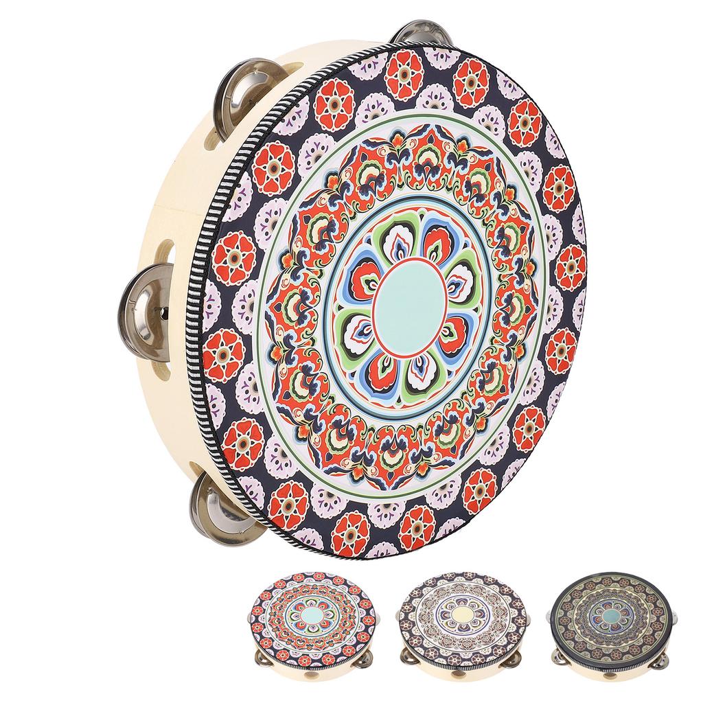 Hand Held Wood Tambourine 8 Inch Jingles Musical Educational Instrument for Adult and Children