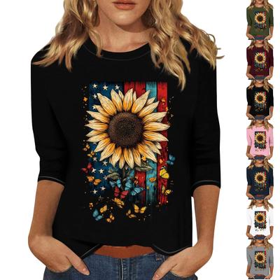 Женский модный повседневный пуловер с воротником три четверти и принтом