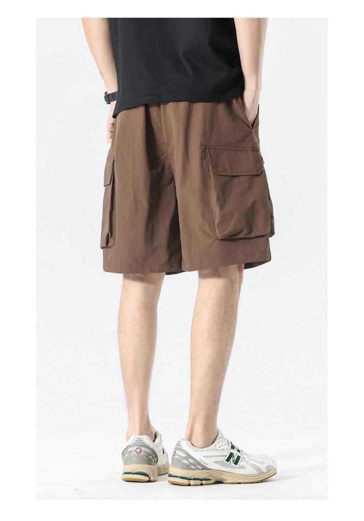 Men's Trendy Summer Loose Straight Cargo Shorts - Nylon Ice Silk, Mid-Length, Casual Fit