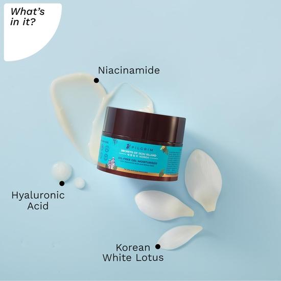 Pilgrim Korean Oil free Gel Moisturizer для жирной кожи с гиалуроновой кислотой и экстрактами коры ивы | Увлажняющий крем для лица | Для мужчин и женщин | 50 г
