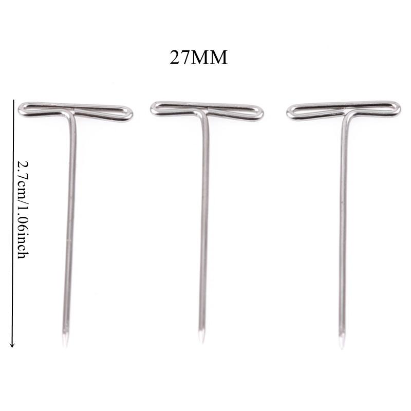 50/100Pcs 27/32/38/45/51MM T Pin Needles Wig Making T Pins for Blocking Knitting Assorted Sizes T-Pins Stainless Steel