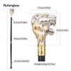 Golden White Lion Head with Mustache Fashion Walking Stick Decorative Cospaly Vintage Fashionable Walking Cane Crosier 94cm