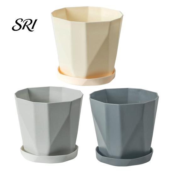 Contemporary Flower Pot Plant with Drainage Holes Decorative Planter Matching Saucer for Home Modern Indoor Outdoor Use Pothos Aloe
