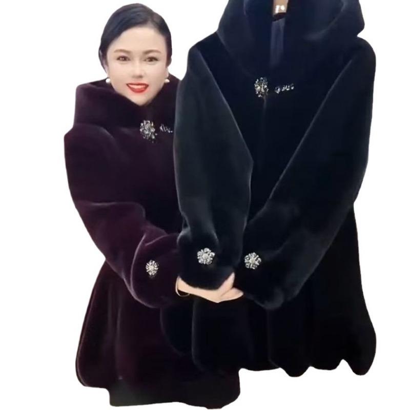 Новая женская шуба из искусственного меха норки, куртка из искусственного флиса норки с капюшоном, имитация меха, свободный большой размер, зимняя