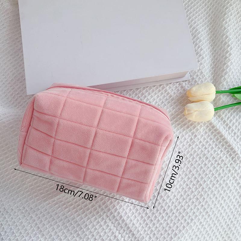 Милая меховая косметичка для женщин на молнии, большая однотонная косметичка, дорожная косметичка, косметичка, плюшевый мешочек для ручек