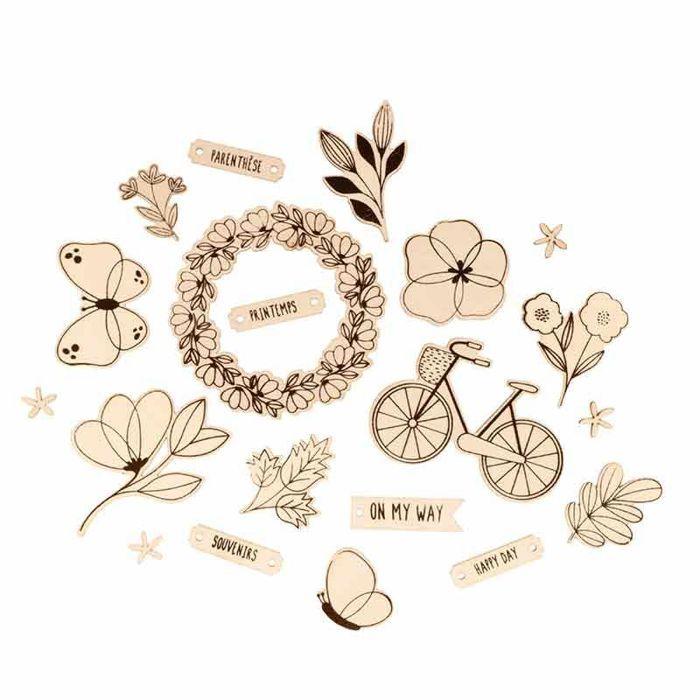 Set of 20 Mini Wooden Silhouettes - On My Way