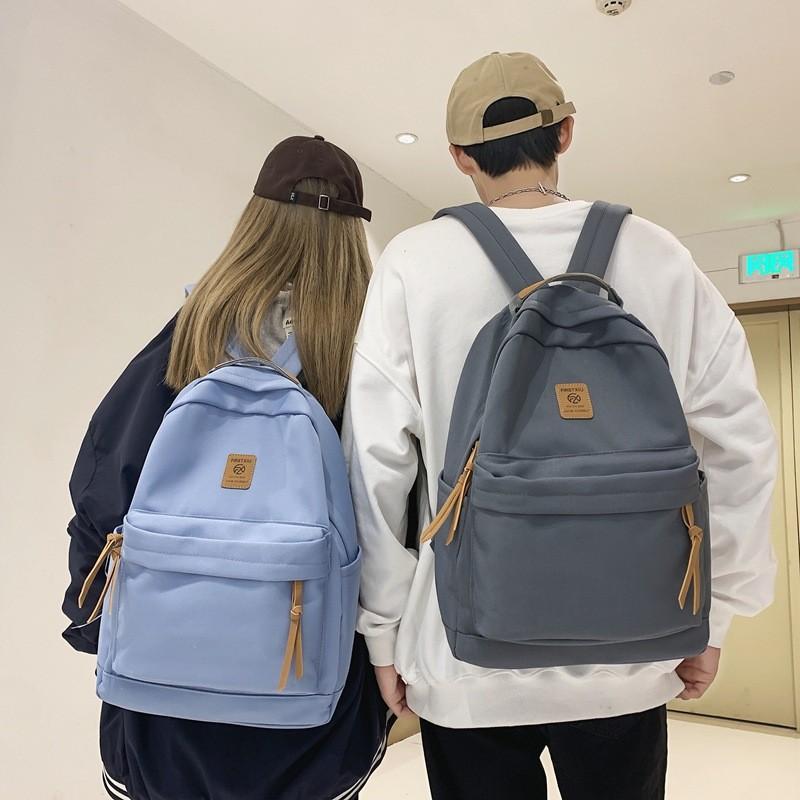 Simple Solid Color Letter Decoration Student Leisure Backpack For Travel And School