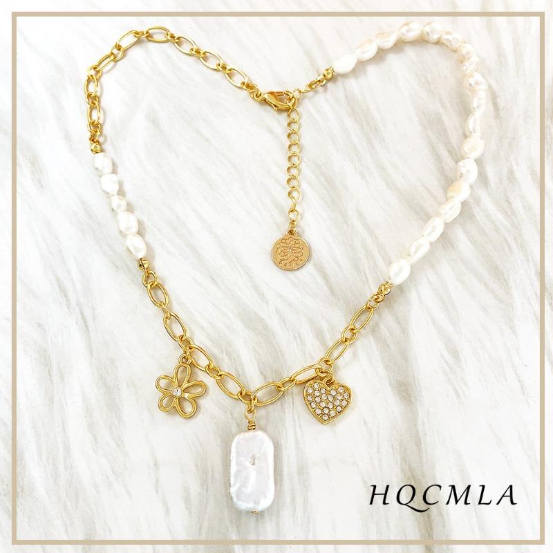 Meier Pearl layered necklace double chain fashion butterfly heart pendant women's romantic rose
