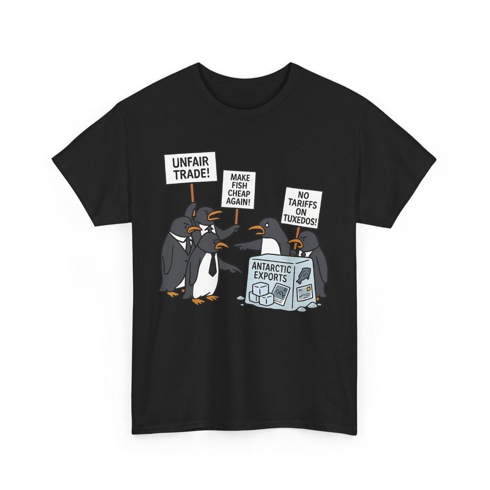 Penguins Protest Against Tariffs T-Shirt, Funny Penguin Tariff Shirt Unisex T-Shirt