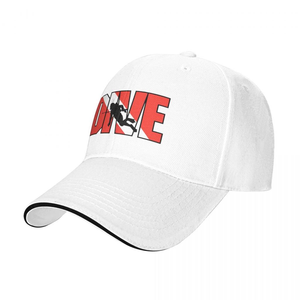 Red White SCUBA Dive Diver Sport Baseball Caps For Womens Adult Male Beach Sun Hat Peaked Cap