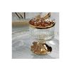Stylishly Designed Elysa Glass Sugar Bowl, Snack Bowl, Turkish Delight Bowl, Presentation Bowl With Gold Footed And Butterfly Lid