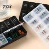 Tablet Box Pill Organizer with Letters Double Rows 14 Grids Independent Lid Sealing Moisture-proof 7 Days Weekly Home Supply Storage Case