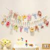 Birthday Decoration Scene, Flag Hanging Ornaments,Children's First Birthday Background Photo Props