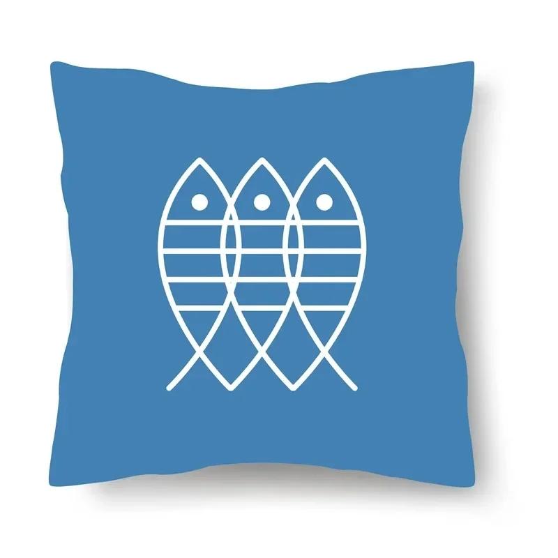 Дом Гостиная Диван Розовый Облако Голубой Рыба Принт Узор Наволочка Декоративная Подушка для Спальни