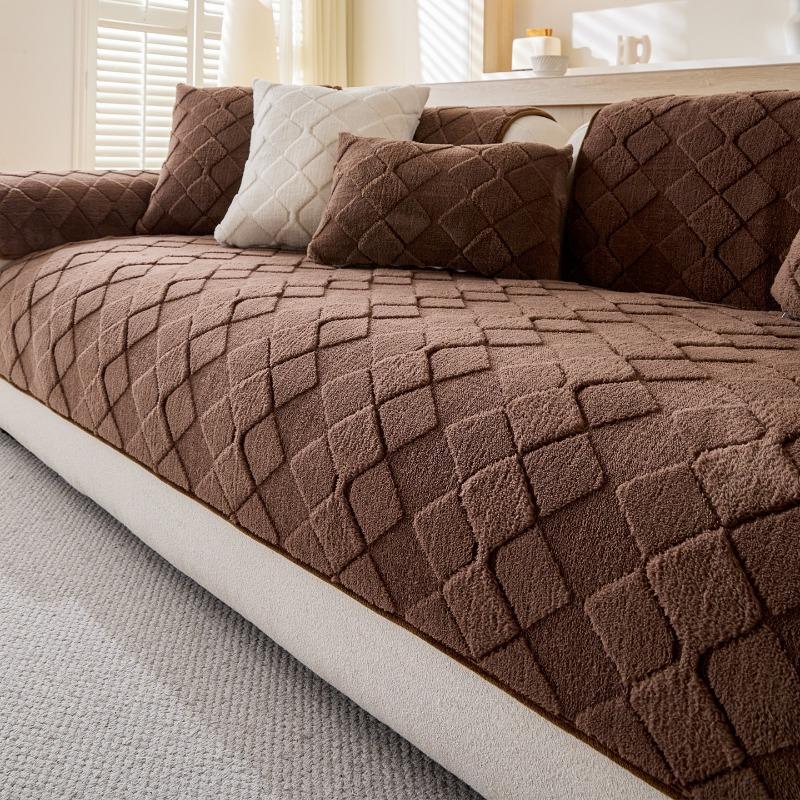 Шу хлопок пух диванная подушка утолщенная осень-зима плюш прямая строчка кожаный диван подушка на сиденье грязеотталкивающая простая нескользящая наволочка