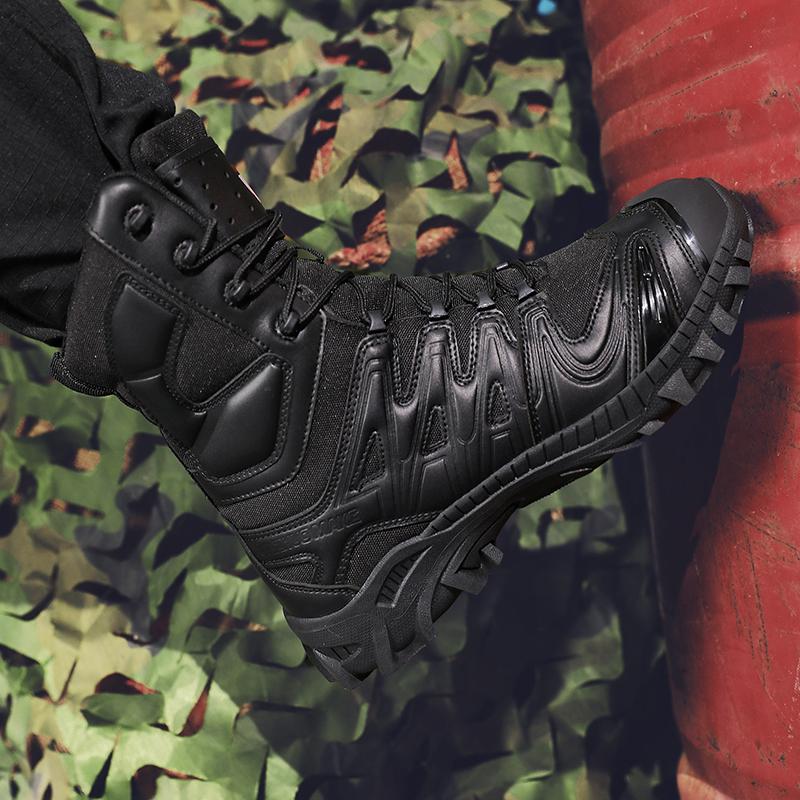 Men's trend high-top outdoor boots four seasons non-slip comfortable hiking boots professional protective tactics training boots