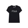 Fila Повседневная мягкая однотонная хлопковая вязаная футболка с логотипом и буквой, женские топы, Легендарный-Синий F11W227107FNV