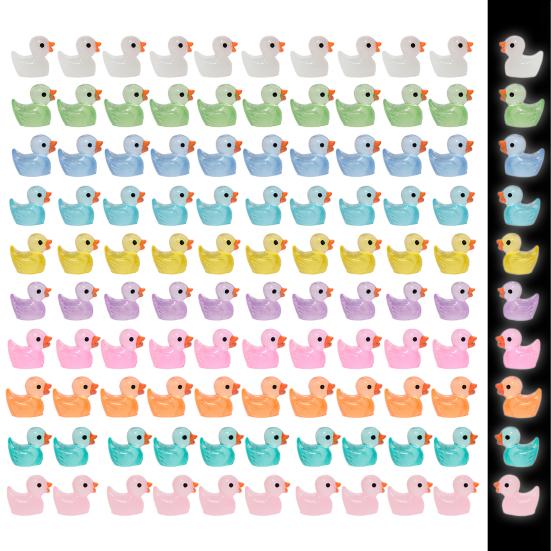 100 шт. яркие цвета, светящиеся в темноте скульптуры утки, яркий внешний вид, мини-светящиеся скульптуры утки из смолы, домашний декор