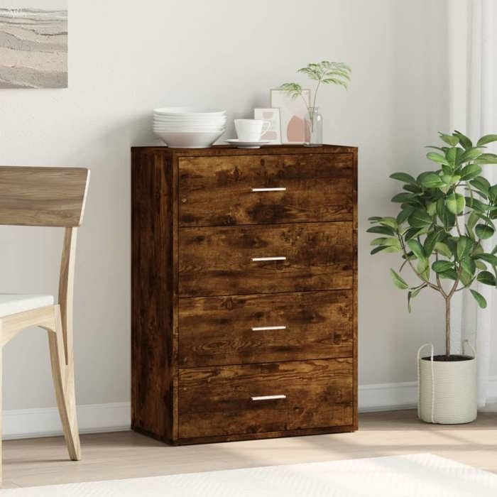 VidaXL Buffet, Sideboard with Drawers, Living Room Storage Furniture, Interior, Modern, Smoked Oak Wood 840503