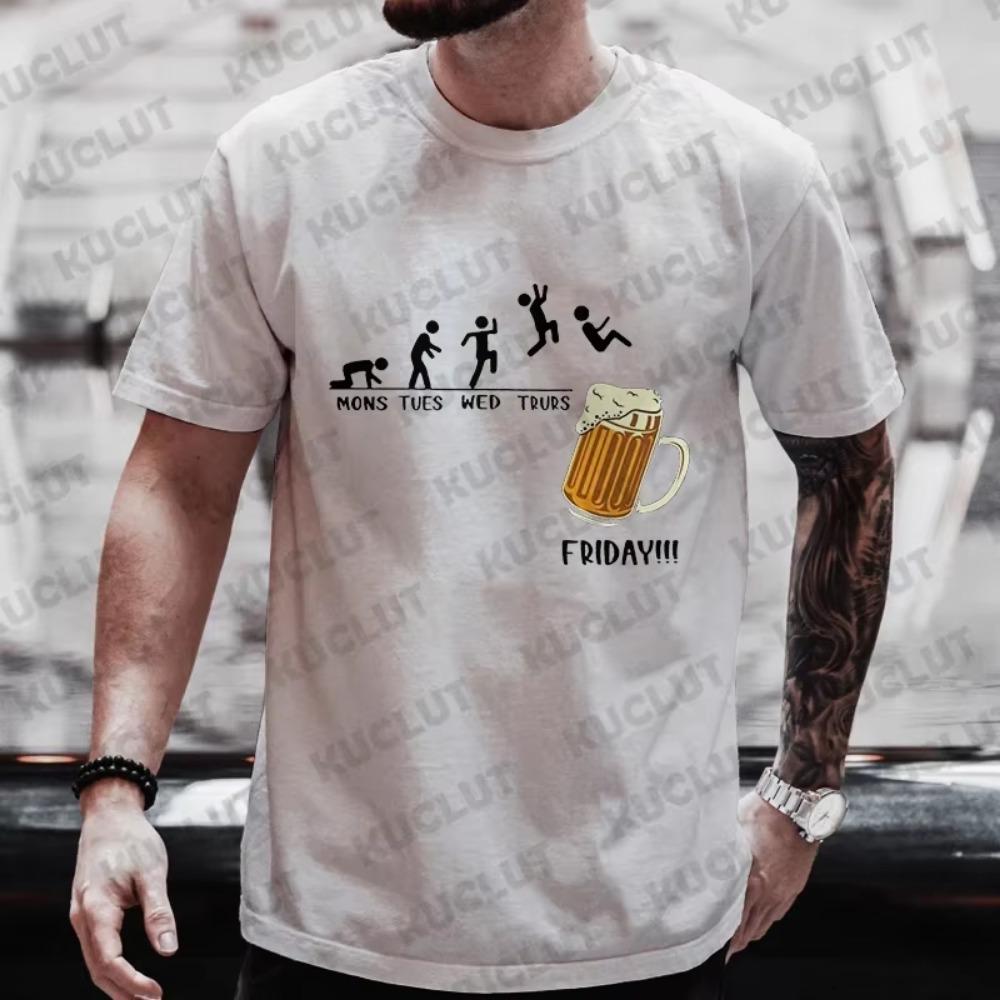 Мужская футболка Friday Beer Funny Graphic Y2k Tops Weekend Beer Drinking Lover Party Team Tees Plus Size Matching Outfit Streetwear