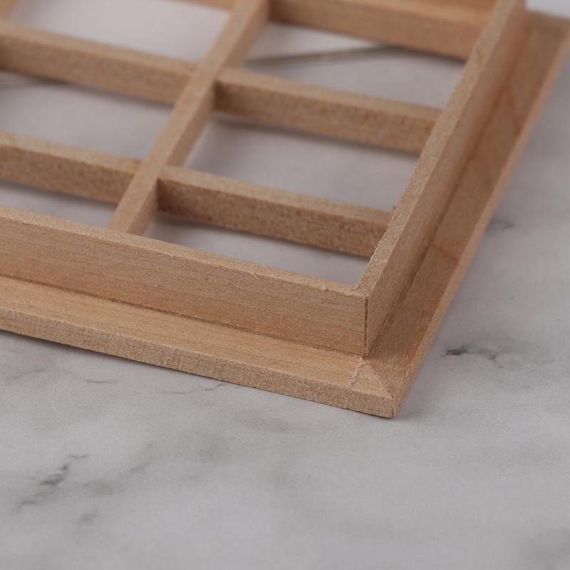 1:12 Dollhouse Miniature Wooden 12-Pane Window Frame Model Accessories Toys