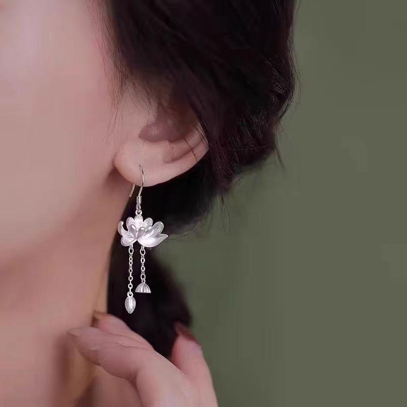 Женские повседневные серьги с кисточками из серебряного цветка и циркона для покупок