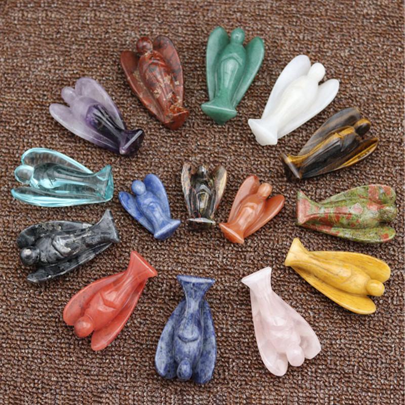 Carved Crystal Guardian Angel Figurine Pocket Stone Healing Craft Statue 1.5" Educational And Engaging Guardian Angel Pocket Stone For Spiritual