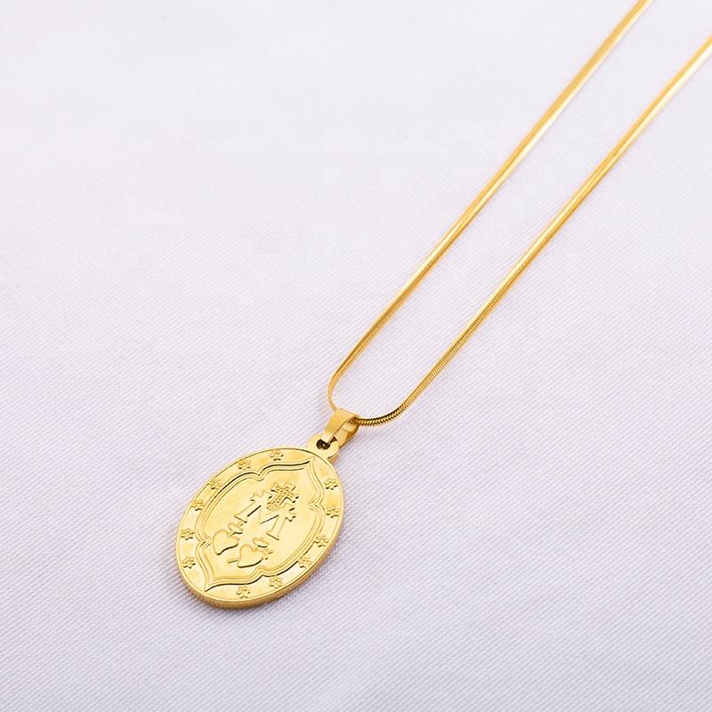 Retro Charm Trend Men Women Stainless Steel Hypoallergenic Plating Gold Virgin Mary Necklaces