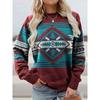 Women's Fashion Casual Hoodie Ethnic Western Style Print Sweatshirts Long Sleeved T-shirt O Neck Hoody Women Hoodies Female Autumn Tops