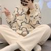 Осенний теплый комплект из двух предметов с круглым вырезом и длинными рукавами, женская плюшевая домашняя одежда, женская милая пижама с принтом для девочек