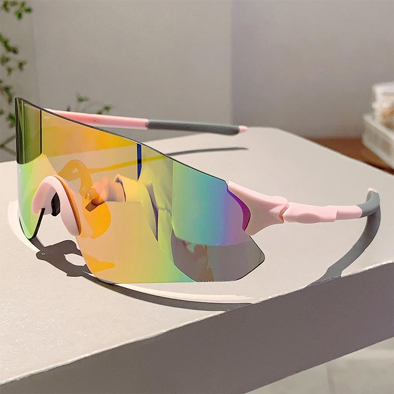 Oversized Sports Sunglasses Men Punk Mirror Lens Wrapped Round Anti UV Glasses for Outdoor Riding Skiing Trendy Shades