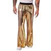 Men's Sequin Flared Trousers Shiny Hip-Hop Disco Pants Elastic Waist Retro Wide Leg Pants for Stage Performance Night Club Bar Dance