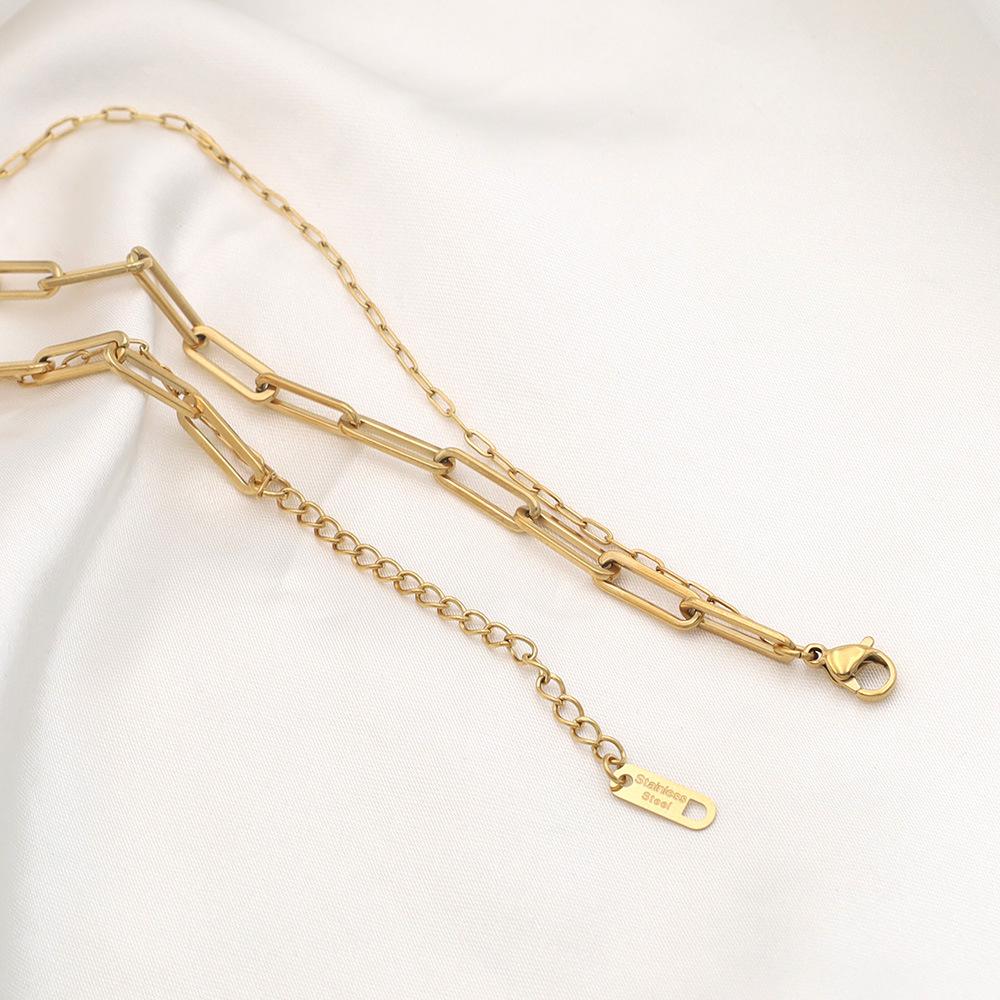 Персонализированное Модное 18K Цепочка на Ключицы Женское Невыцветающее Двухслойное Титановое Стальное Ювелирное Изделие Ожерелье Высококачественное Нишевое