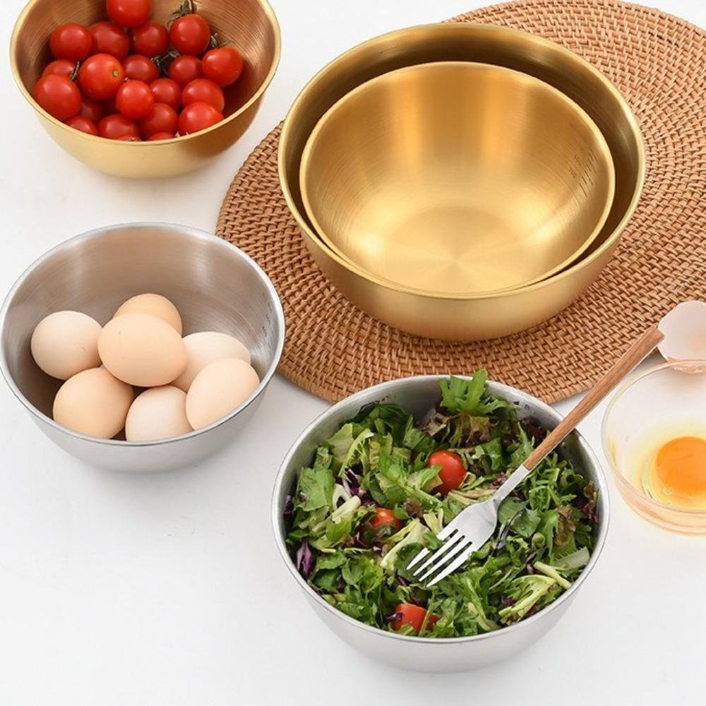 Stainless Steel Fruit Salad Bowl with Scale Noodles Bowl Dish Container for Cooking Baking