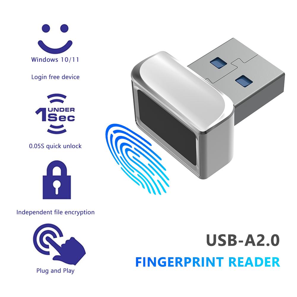 USB Fingerprint Key Reader FIDO U2F Biometric Fingerprint Scanner Windows Hello Anti-Spoofing Biometric Mini Security Key Dongle